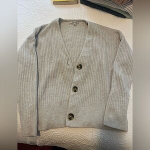 Madewell Light Gray Ribbed V-Neck Cardigan